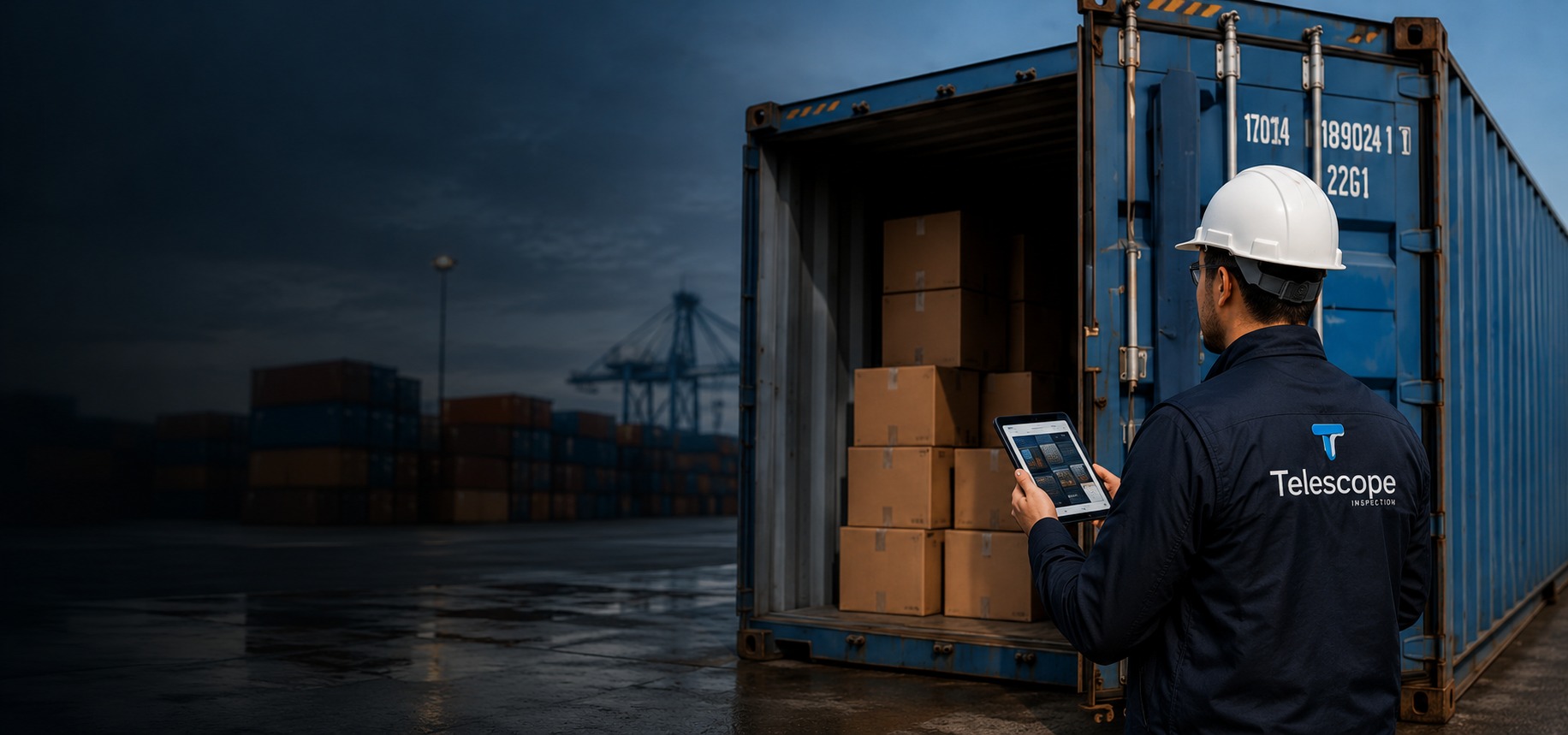 Container loading with inspector using tablet and digital evidence overlay
