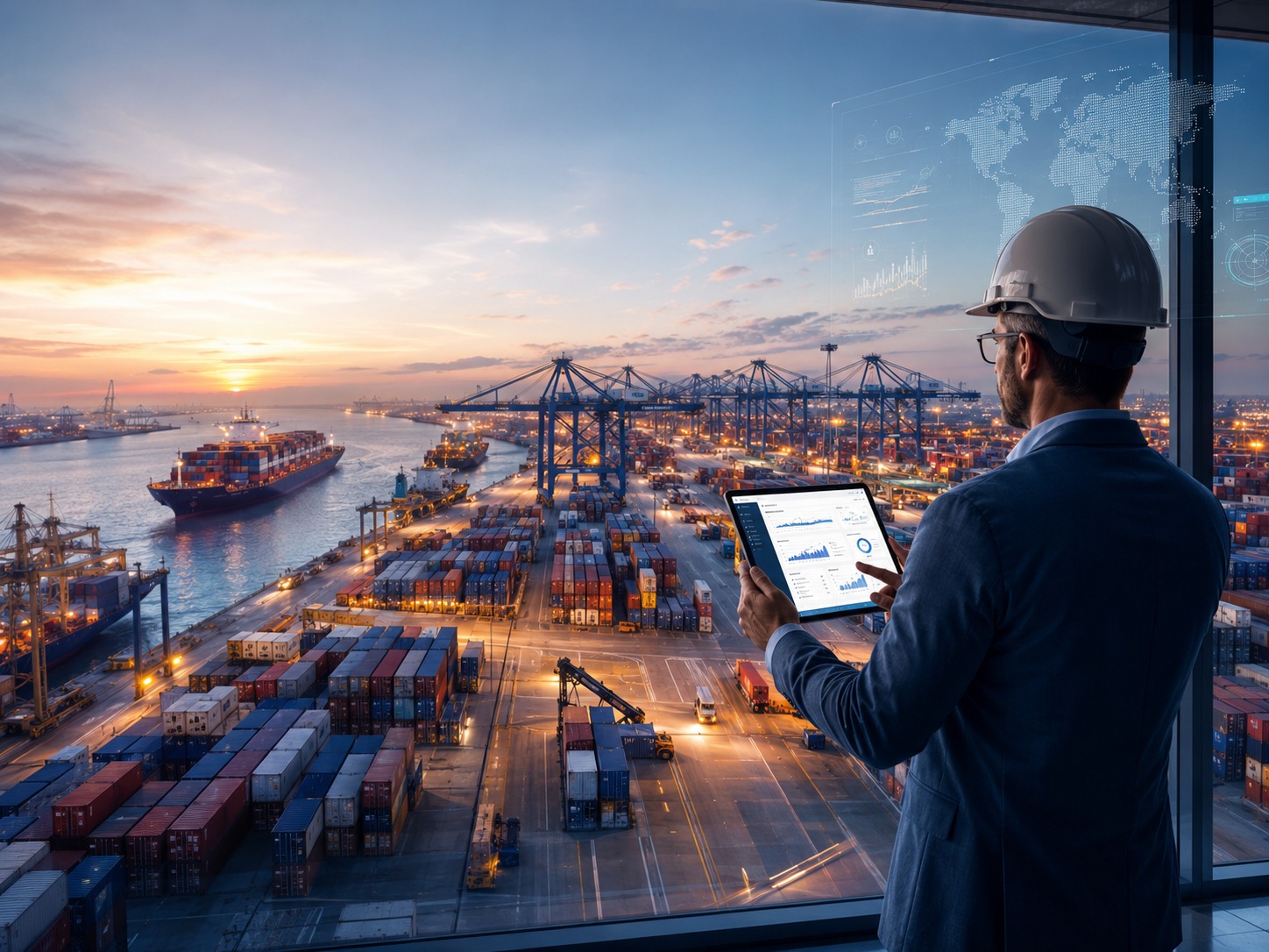 Port and logistics visibility illustration